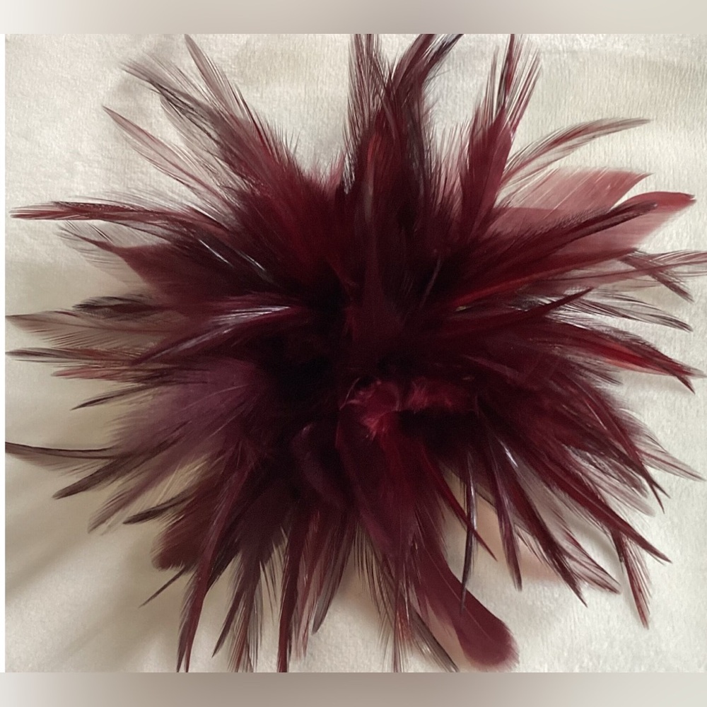 Wine Feather Fascinator Hair Clip. Handmade in USA